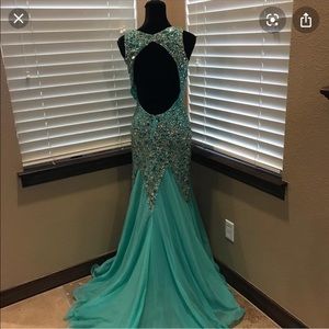 JASZ turquoise/ teal mermaid Prom gown